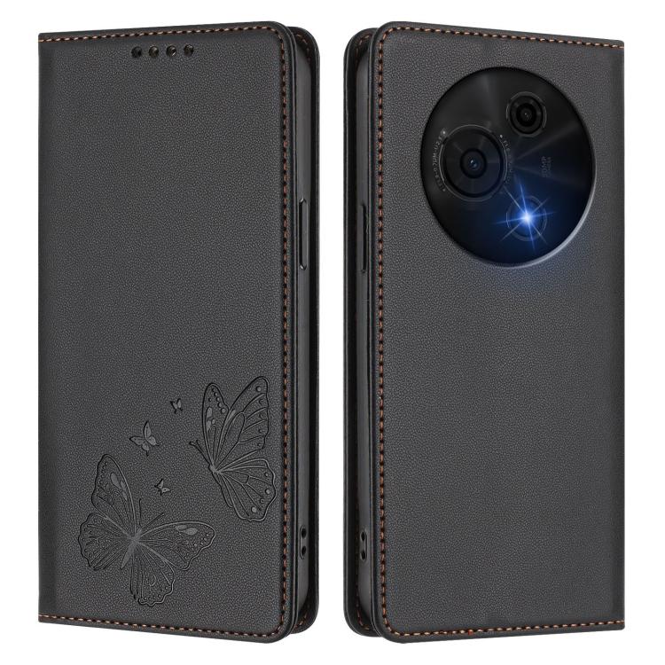 For TCL 60 NxtPaper Strong Magnetic Dual Butterfly RFID Vegan Leather Phone Case