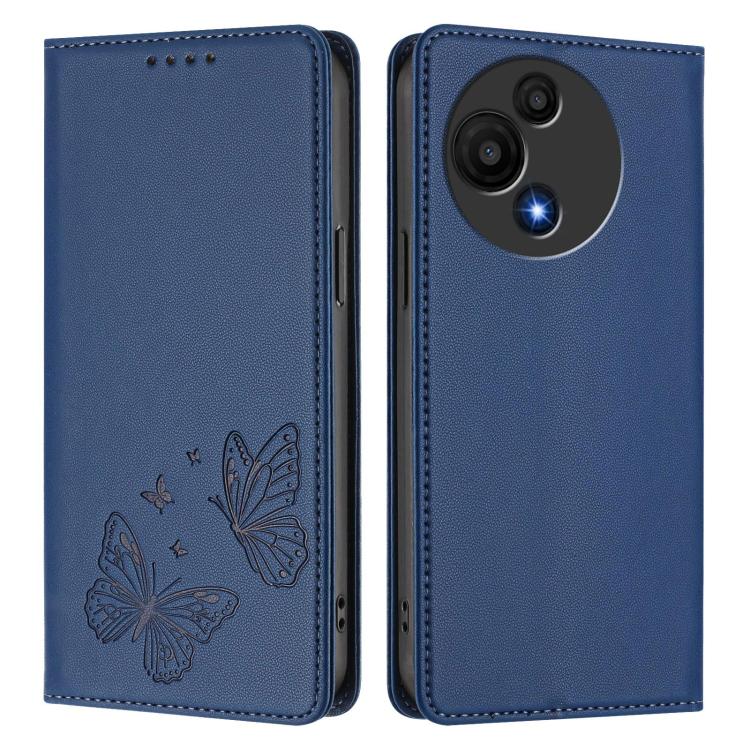 For TCL 60 SE NxtPaper 5G Strong Magnetic Dual Butterfly RFID Vegan Leather Phone Case