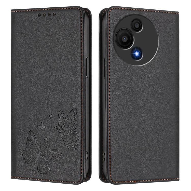 For TCL 60 SE NxtPaper 5G Strong Magnetic Dual Butterfly RFID Vegan Leather Phone Case