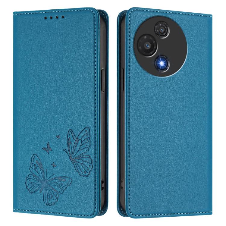 For TCL 60R 5G Strong Magnetic Dual Butterfly RFID Vegan Leather Phone Case