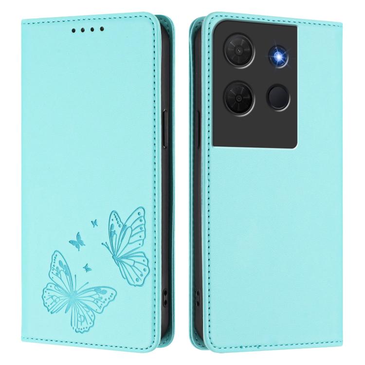 For TCL 503 Strong Magnetic Dual Butterfly RFID Vegan Leather Phone Case