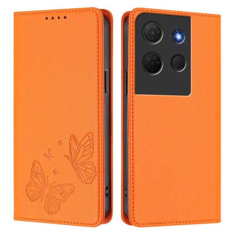 For TCL 503 Strong Magnetic Dual Butterfly RFID Vegan Leather Phone Case