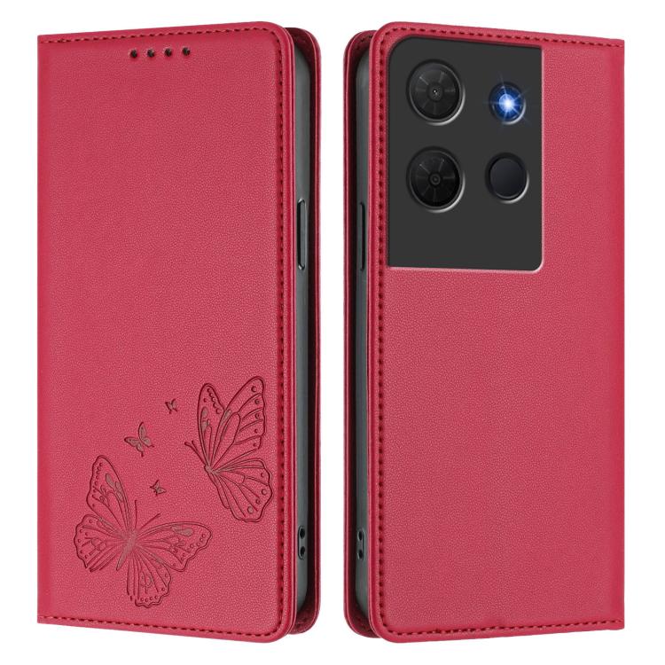 For TCL 503 Strong Magnetic Dual Butterfly RFID Vegan Leather Phone Case