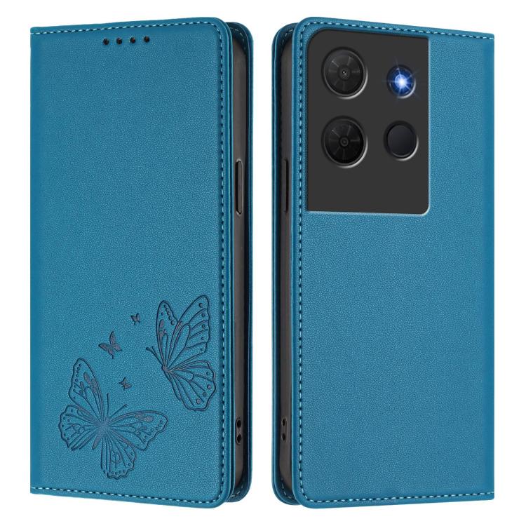 For TCL 503 Strong Magnetic Dual Butterfly RFID Vegan Leather Phone Case