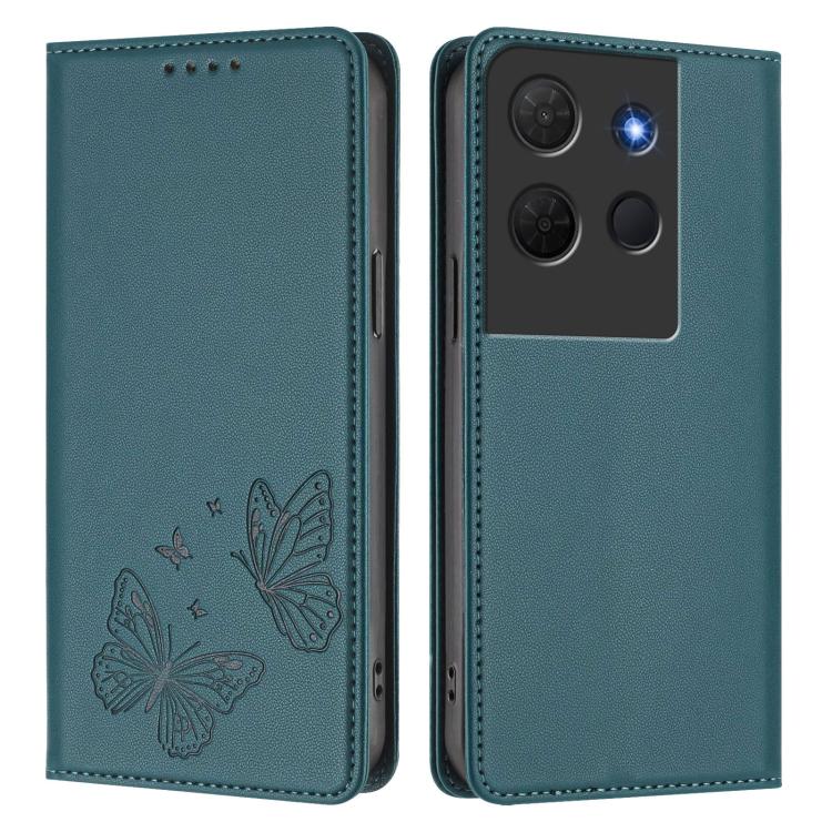 For TCL 503 Strong Magnetic Dual Butterfly RFID Vegan Leather Phone Case