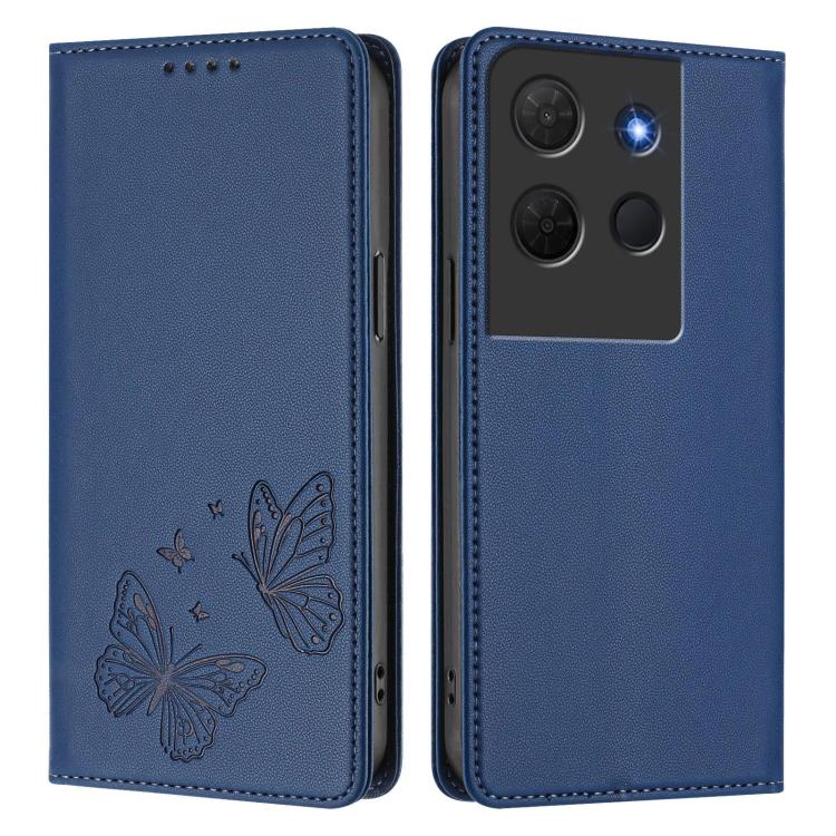 For TCL 503 Strong Magnetic Dual Butterfly RFID Vegan Leather Phone Case