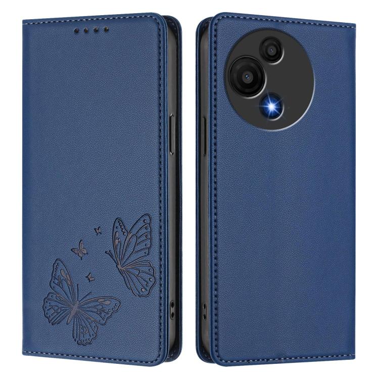 For TCL 605 / TCL 60 SE Strong Magnetic Dual Butterfly RFID Vegan Leather Phone Case