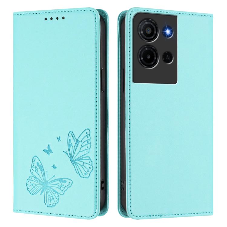 For TCL K32 5G / K33 5G Strong Magnetic Dual Butterfly RFID Vegan Leather Phone Case