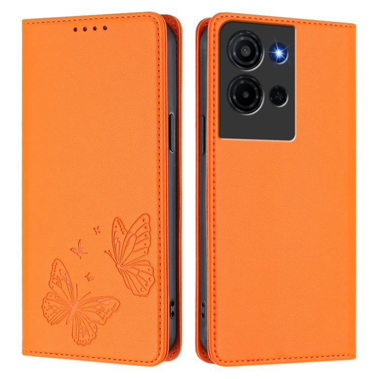 For TCL K32 5G / K33 5G Strong Magnetic Dual Butterfly RFID Vegan Leather Phone Case