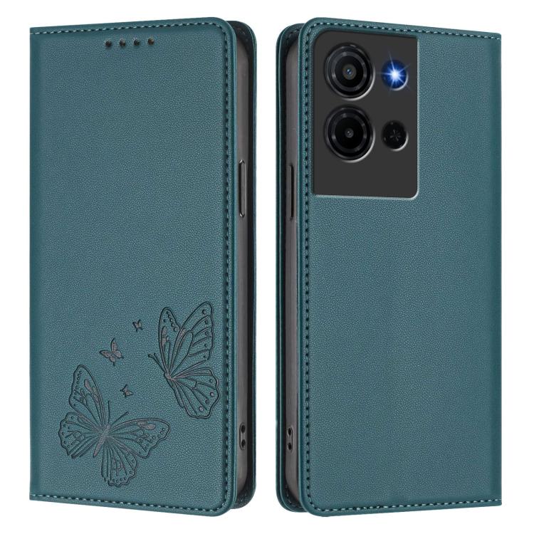 For TCL K32 5G / K33 5G Strong Magnetic Dual Butterfly RFID Vegan Leather Phone Case