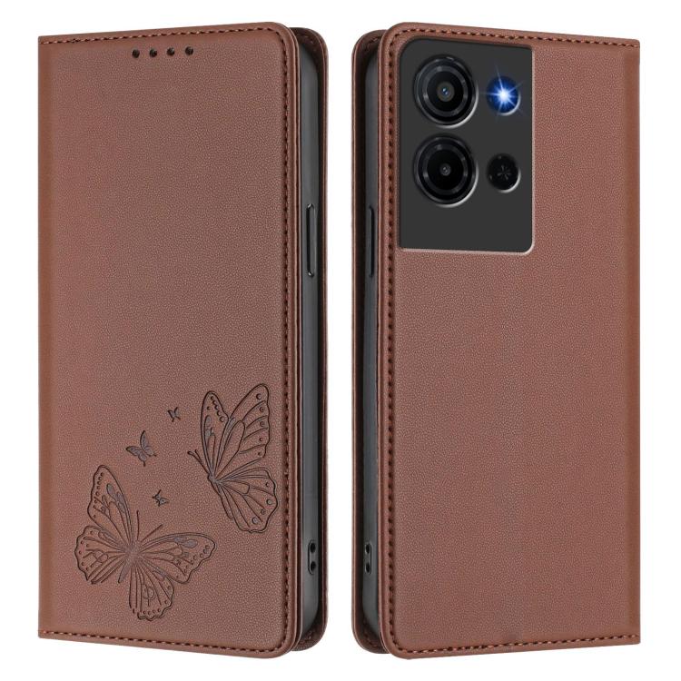 For TCL K32 5G / K33 5G Strong Magnetic Dual Butterfly RFID Vegan Leather Phone Case