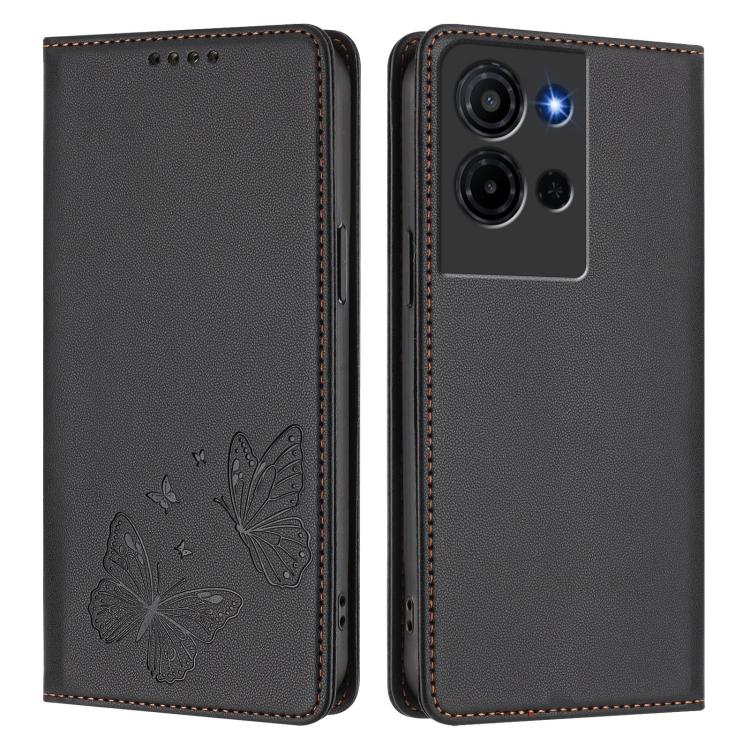 For TCL K32 5G / K33 5G Strong Magnetic Dual Butterfly RFID Vegan Leather Phone Case