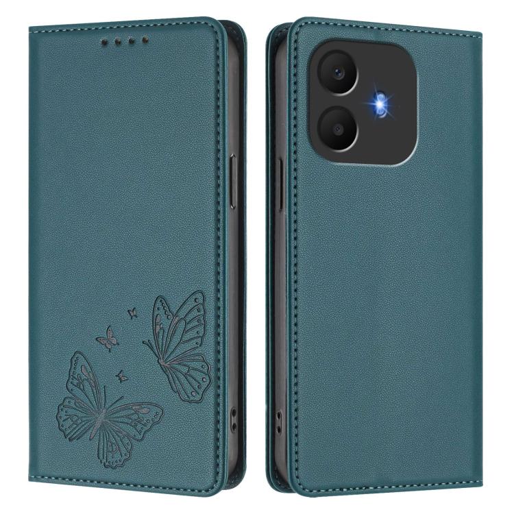For TCL K70 4G / K70 Power 4G Strong Magnetic Dual Butterfly RFID Vegan Leather Phone Case