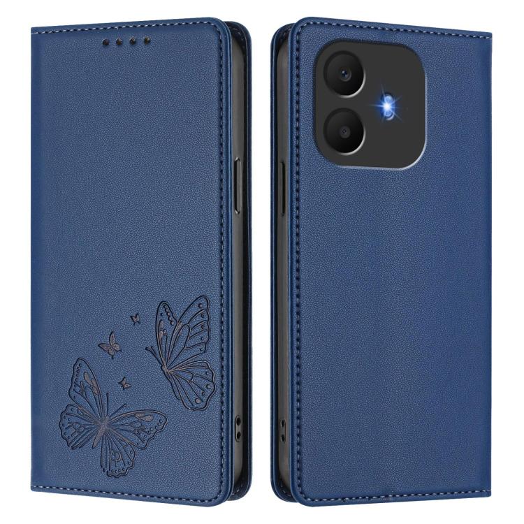 For TCL K70 4G / K70 Power 4G Strong Magnetic Dual Butterfly RFID Vegan Leather Phone Case