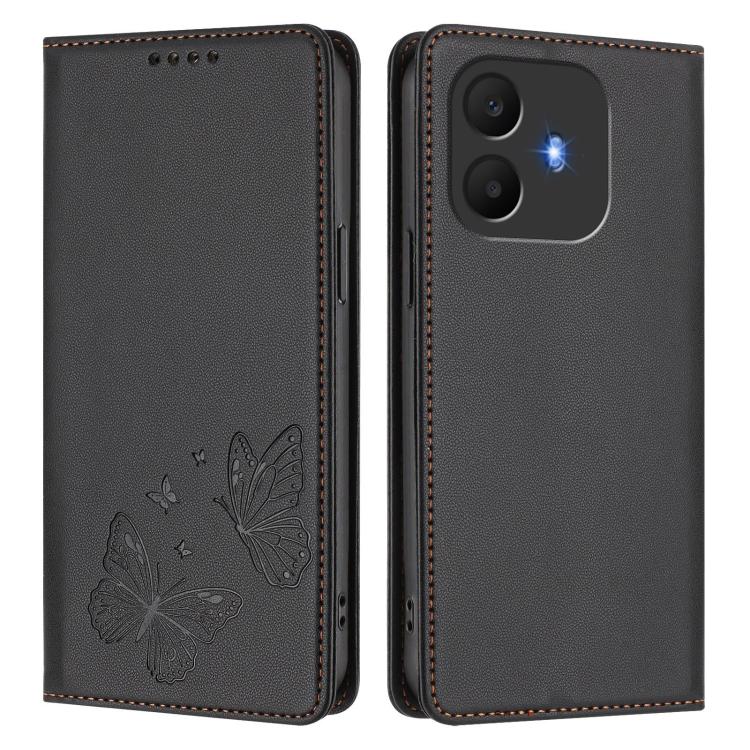 For TCL K70 4G / K70 Power 4G Strong Magnetic Dual Butterfly RFID Vegan Leather Phone Case