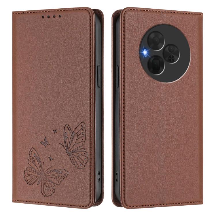 For TCL NxtPaper 60 Ultra 5G Strong Magnetic Dual Butterfly RFID Vegan Leather Phone Case