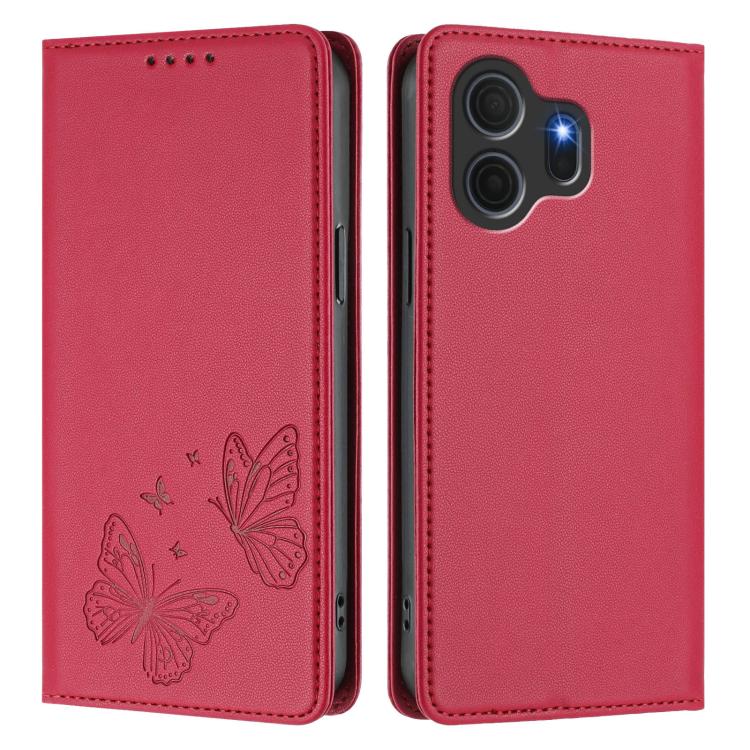 For TCL NxtPaper 70 Pro 5G Strong Magnetic Dual Butterfly RFID Vegan Leather Phone Case