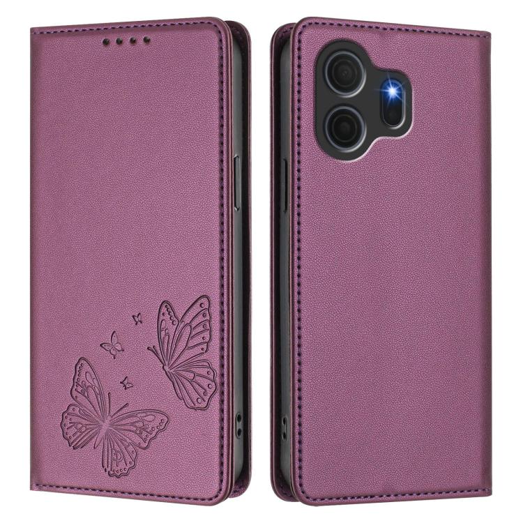 For TCL NxtPaper 70 Pro 5G Strong Magnetic Dual Butterfly RFID Vegan Leather Phone Case