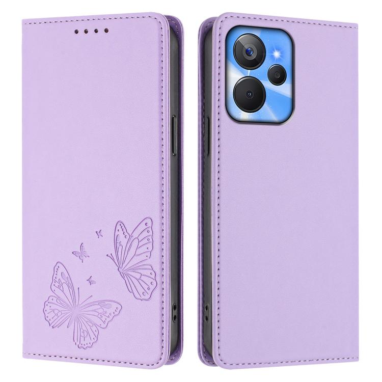 For Realme 10T / Realme 10s Strong Magnetic Dual Butterfly RFID Vegan Leather Phone Case