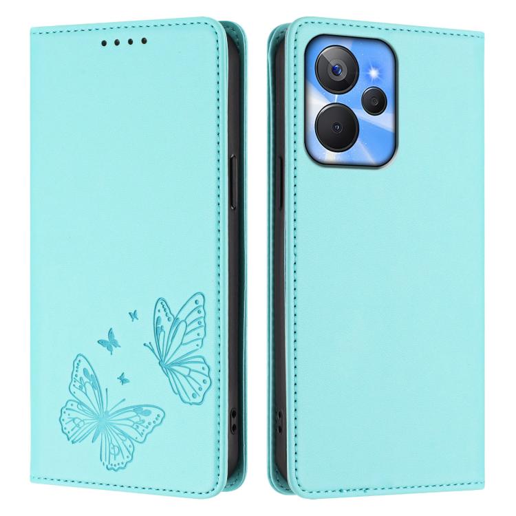 For Realme 10T / Realme 10s Strong Magnetic Dual Butterfly RFID Vegan Leather Phone Case