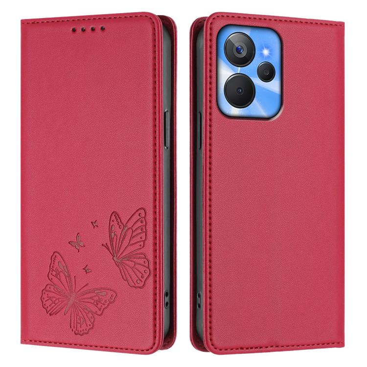 For Realme 10T / Realme 10s Strong Magnetic Dual Butterfly RFID Vegan Leather Phone Case