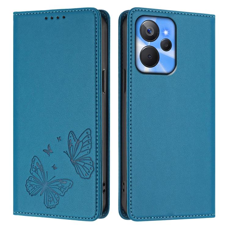 For Realme 10T / Realme 10s Strong Magnetic Dual Butterfly RFID Vegan Leather Phone Case