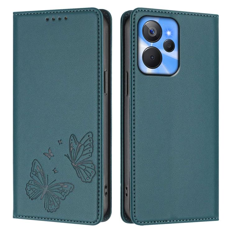For Realme 10T / Realme 10s Strong Magnetic Dual Butterfly RFID Vegan Leather Phone Case