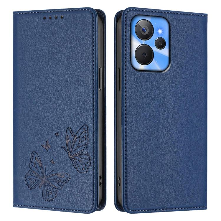 For Realme 10T / Realme 10s Strong Magnetic Dual Butterfly RFID Vegan Leather Phone Case