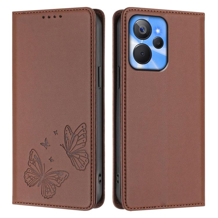 For Realme 10T / Realme 10s Strong Magnetic Dual Butterfly RFID Vegan Leather Phone Case