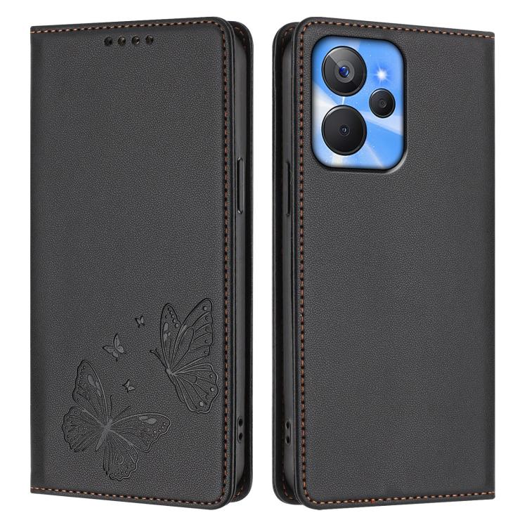 For Realme 10T / Realme 10s Strong Magnetic Dual Butterfly RFID Vegan Leather Phone Case