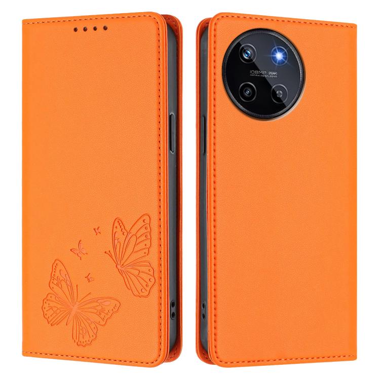 For Realme 11 4G Strong Magnetic Dual Butterfly RFID Vegan Leather Phone Case