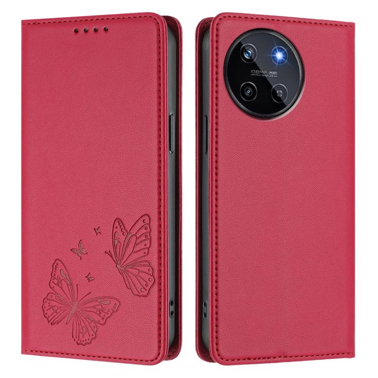 For Realme 11 4G Strong Magnetic Dual Butterfly RFID Vegan Leather Phone Case