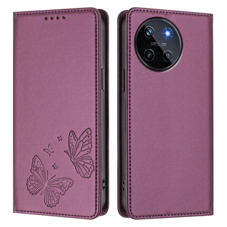 For Realme 11 4G Strong Magnetic Dual Butterfly RFID Vegan Leather Phone Case