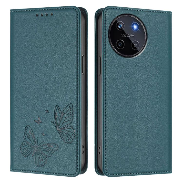 For Realme 11 4G Strong Magnetic Dual Butterfly RFID Vegan Leather Phone Case