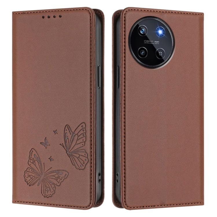 For Realme 11 4G Strong Magnetic Dual Butterfly RFID Vegan Leather Phone Case
