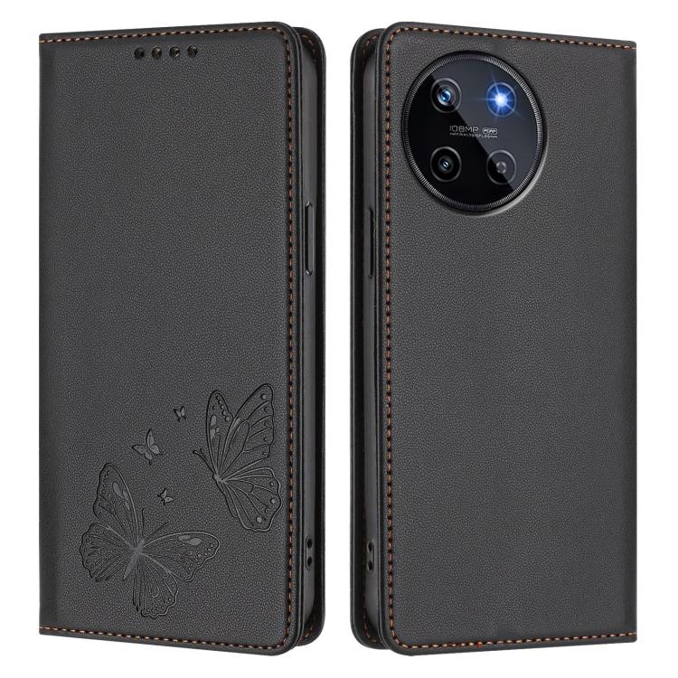 For Realme 11 4G Strong Magnetic Dual Butterfly RFID Vegan Leather Phone Case