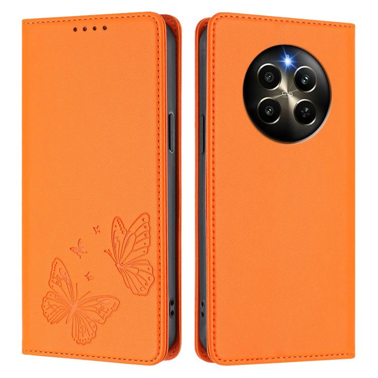 For Realme 12 Pro / 12 Pro+ / Realme P1 Pro Strong Magnetic Dual Butterfly RFID Vegan Leather Phone Case