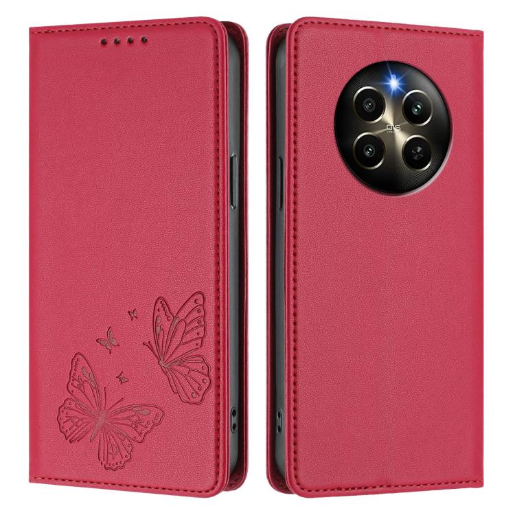 For Realme 12 Pro / 12 Pro+ / Realme P1 Pro Strong Magnetic Dual Butterfly RFID Vegan Leather Phone Case