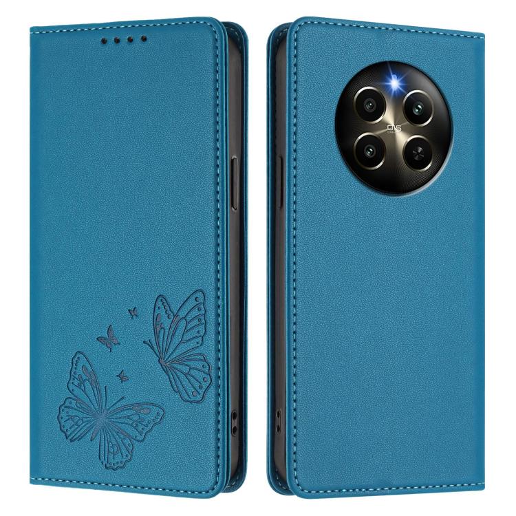 For Realme 12 Pro / 12 Pro+ / Realme P1 Pro Strong Magnetic Dual Butterfly RFID Vegan Leather Phone Case