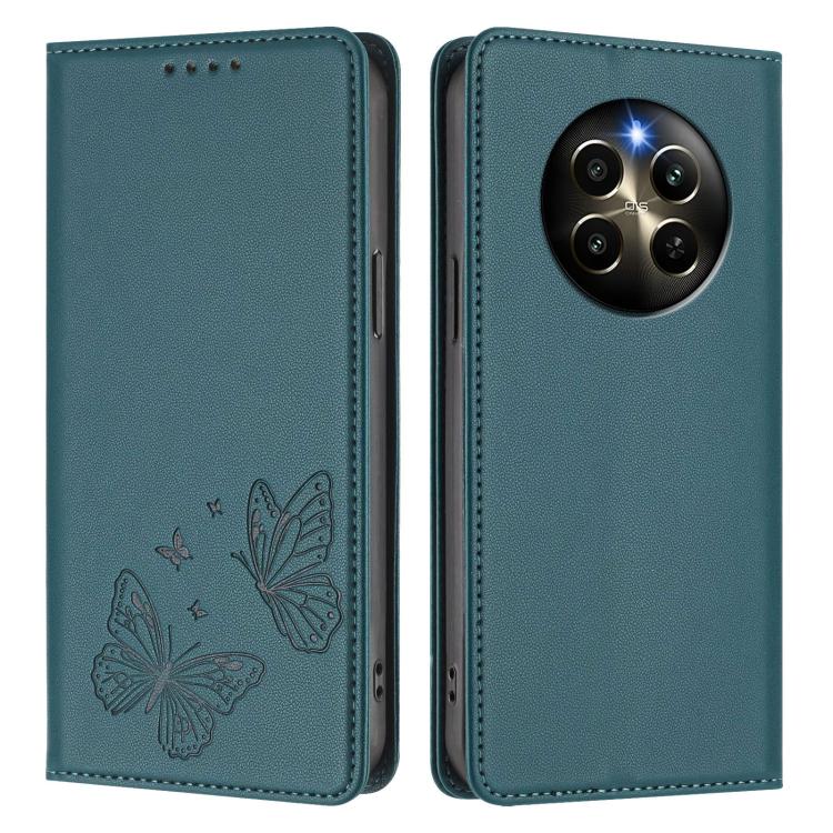 For Realme 12 Pro / 12 Pro+ / Realme P1 Pro Strong Magnetic Dual Butterfly RFID Vegan Leather Phone Case