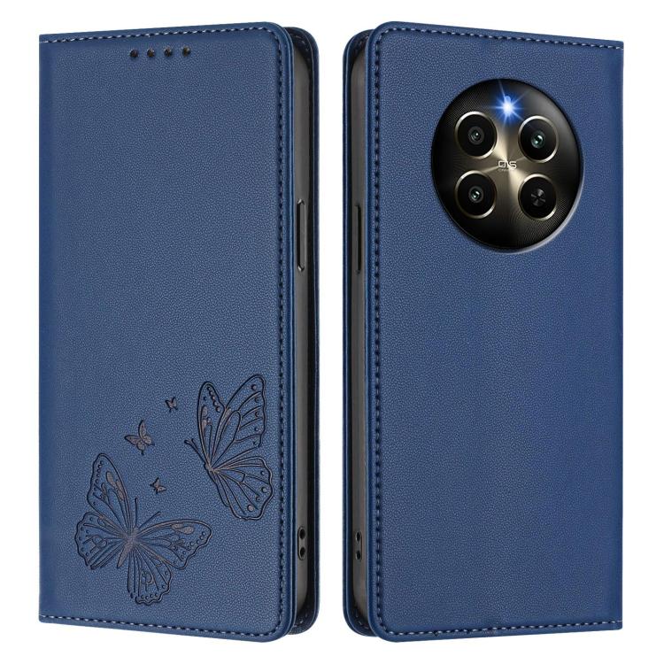 For Realme 12 Pro / 12 Pro+ / Realme P1 Pro Strong Magnetic Dual Butterfly RFID Vegan Leather Phone Case