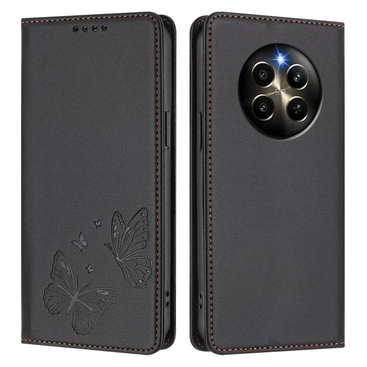 For Realme 12 Pro / 12 Pro+ / Realme P1 Pro Strong Magnetic Dual Butterfly RFID Vegan Leather Phone Case