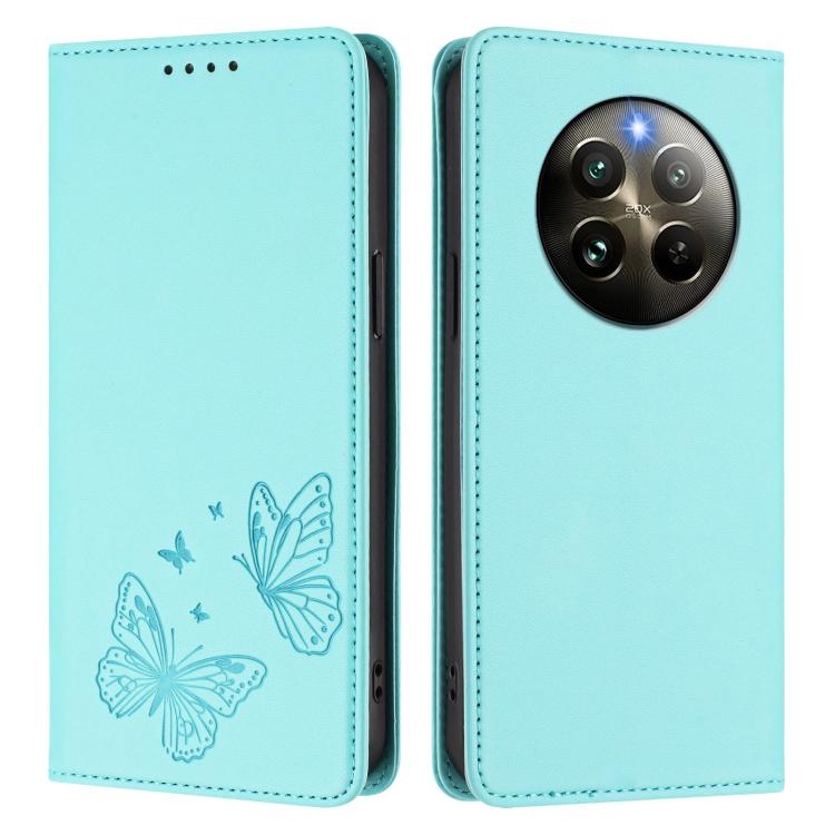 For Realme 13 4G / 12 4G / 12+ / Narzo 70 / P1 Strong Magnetic Dual Butterfly RFID Vegan Leather Phone Case