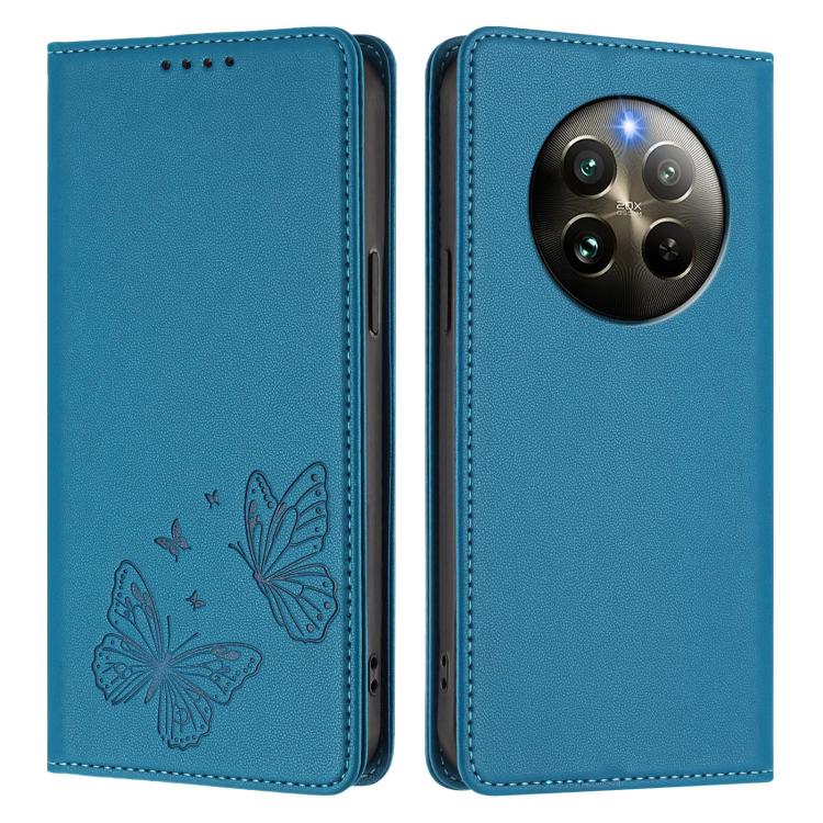 For Realme 13 4G / 12 4G / 12+ / Narzo 70 / P1 Strong Magnetic Dual Butterfly RFID Vegan Leather Phone Case