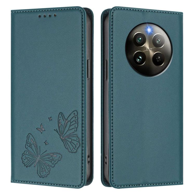 For Realme 13 4G / 12 4G / 12+ / Narzo 70 / P1 Strong Magnetic Dual Butterfly RFID Vegan Leather Phone Case
