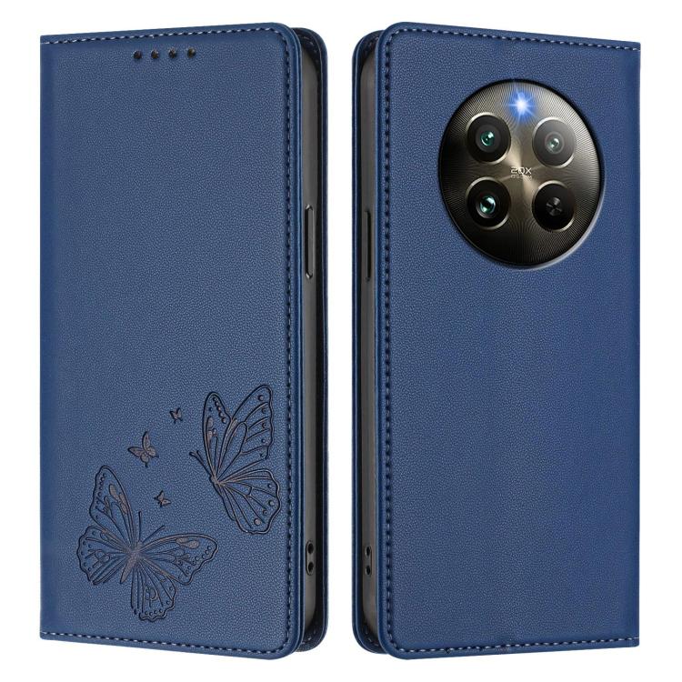 For Realme 13 4G / 12 4G / 12+ / Narzo 70 / P1 Strong Magnetic Dual Butterfly RFID Vegan Leather Phone Case