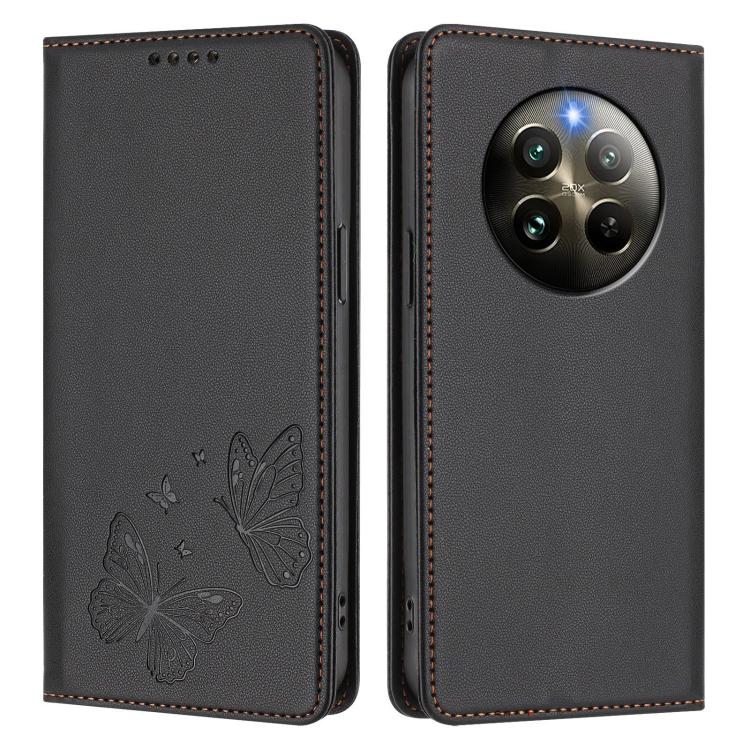 For Realme 13 4G / 12 4G / 12+ / Narzo 70 / P1 Strong Magnetic Dual Butterfly RFID Vegan Leather Phone Case