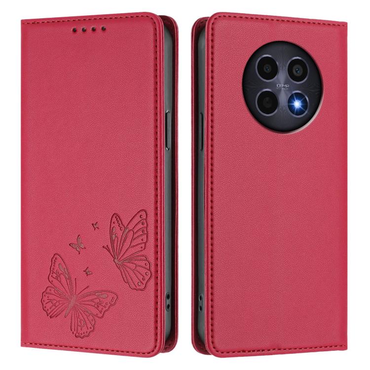 For Realme 13 5G / 12 5G / 12x / 12x India Strong Magnetic Dual Butterfly RFID Vegan Leather Phone Case