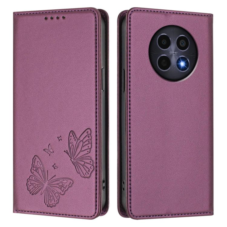 For Realme 13 5G / 12 5G / 12x / 12x India Strong Magnetic Dual Butterfly RFID Vegan Leather Phone Case