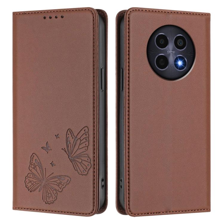 For Realme 13 5G / 12 5G / 12x / 12x India Strong Magnetic Dual Butterfly RFID Vegan Leather Phone Case
